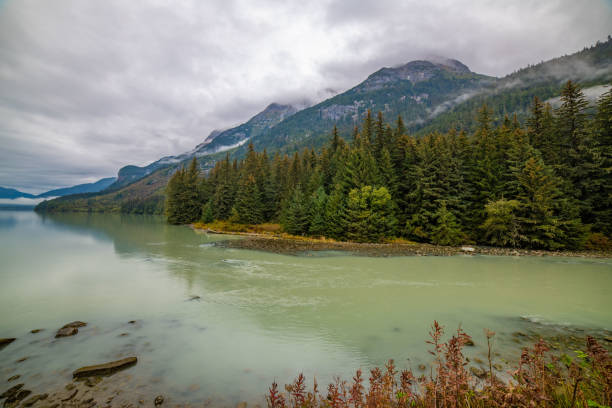 istock Alaska river, glacier, lake and mountains 1177408950