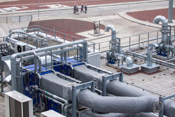 istock External infrastructure of the microclimate support system at a large industrial site. Air pipelines inlet and exhaust. Fans and air conditioning. Systems of control of pressure, humidity, temperature 1177409983