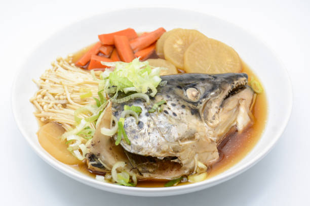 istock Soup Salmon in soy source with vegetables, Japanese foods 1177411308