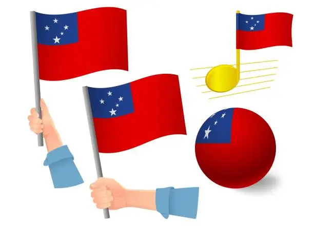 Vector illustration of Samoa flag icon set