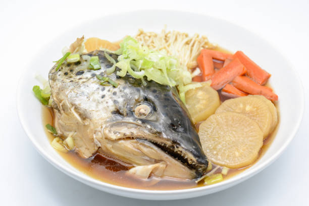 istock Soup Salmon in soy source with vegetables, Japanese foods 1177413874