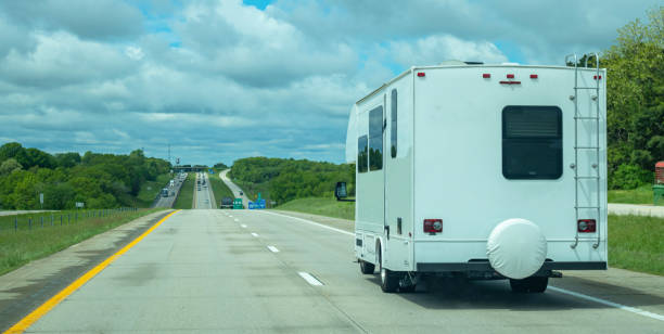 istock RV recreational vehicle on a highway in US. 1177417908