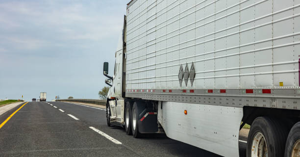 istock Truck on a highway in US, closeup side view 1177417916