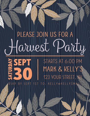 Fall Leaves Harvest Party Invitation Template
