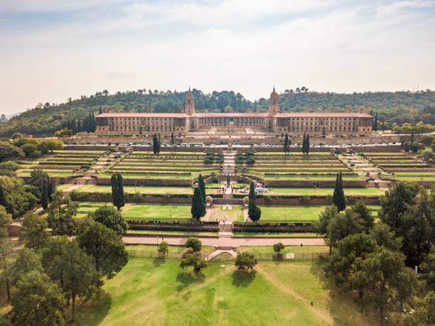 Aerial view of Nelson Mandela Garden and Union Buildings, Pretoria, South Africa Aerial view of Nelson Mandela Garden and Union Buildings, house of Government and President of South Africa, Pretoria union buildings stock pictures, royalty-free photos & images