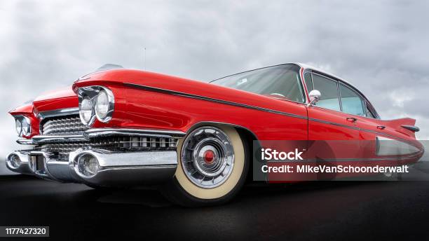 Side View Of A Classic American Car From The Fifties Stock Photo - Download Image Now