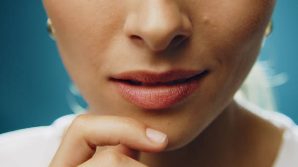 istock Middle eastern ethnicity woman beauty care. Lips closeup 1177432280