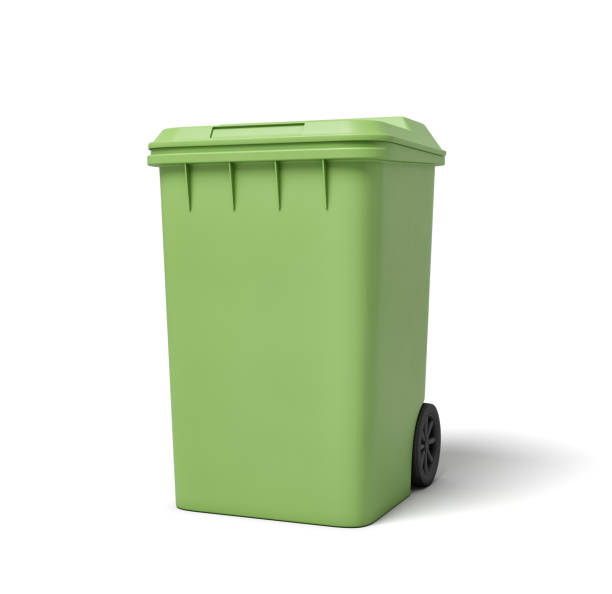 istock 3d rendering of a light-green trash can isolated on white background. 1177433035