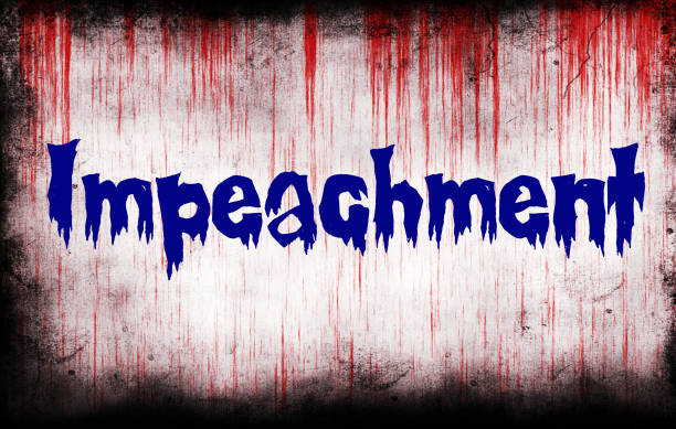 illustration of blue and white letters with the word impeachment with bloody stains illustration of blue and white letters with the word impeachment with bloody stains impeachment stock illustrations