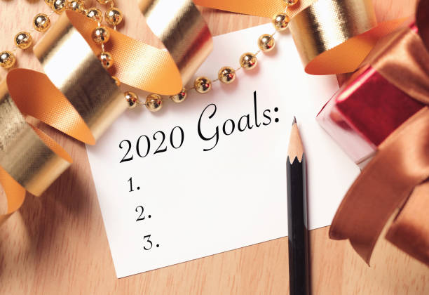 istock Goals 2020 with gold decoration. 1177436403