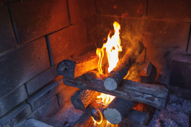 istock burning fire logs in the fireplace 1177437881