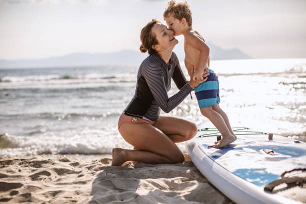 istock Mother and son on a paddle board 1177439846