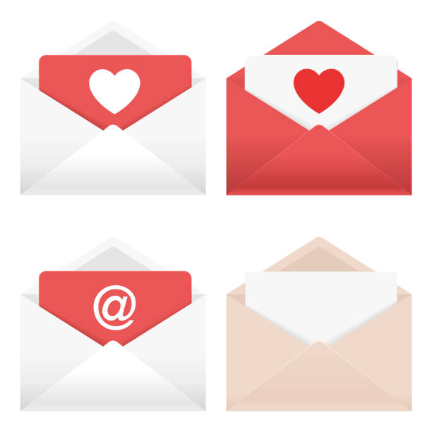 illustrazioni stock, clip art, cartoni animati e icone di tendenza di busta mail amore - invitation letter envelope greeting card
