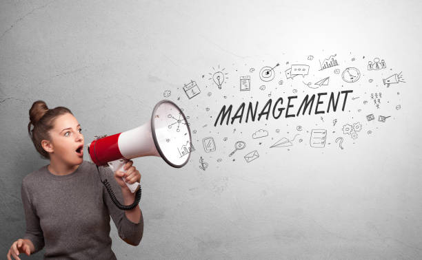 istock Person speaking in loudspeaker with business concept 1177440752
