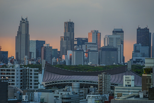 Shinjuku townscape visible from Hikarie. Shooting Location: Tokyo metropolitan area
