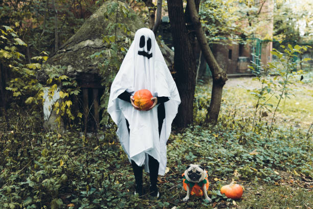 istock Ghost and a pumpkin dog wish you a Happy Halloween 1177455521
