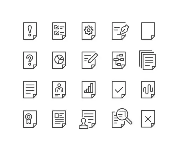 Vector illustration of Document Icons - Classic Line Series