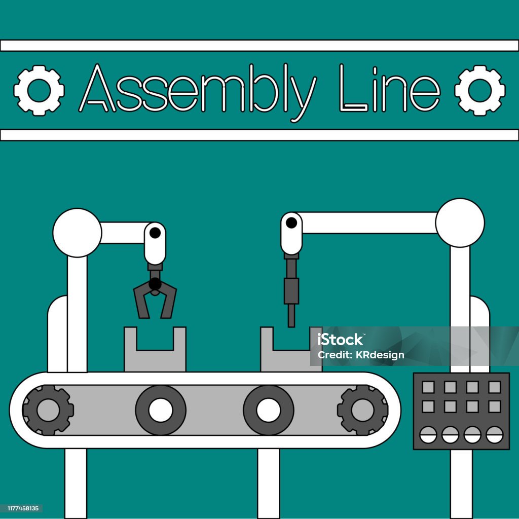 Assembly Line Simple Sign Assembly Line Poster Stock Illustration - Download Image Now ...