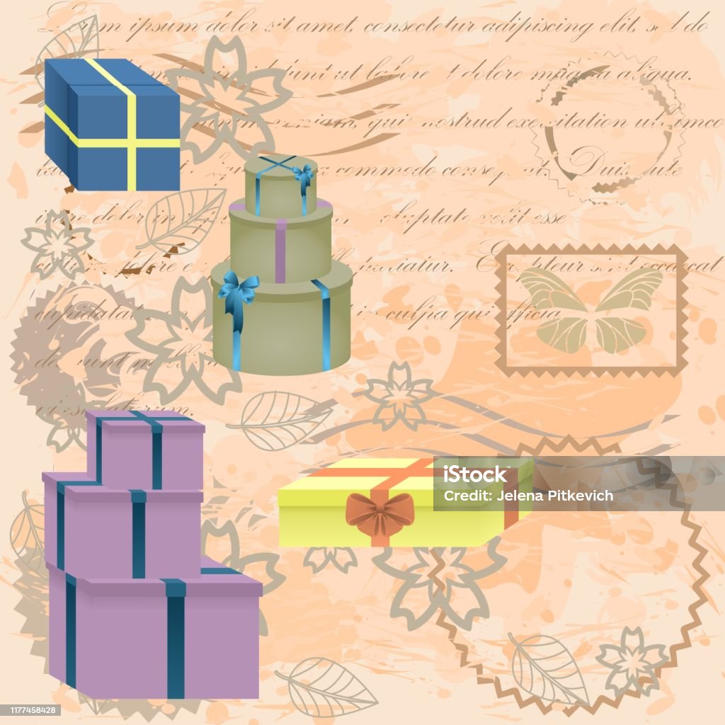 Vintage Background With Boxes Stock Illustration - Download Image Now