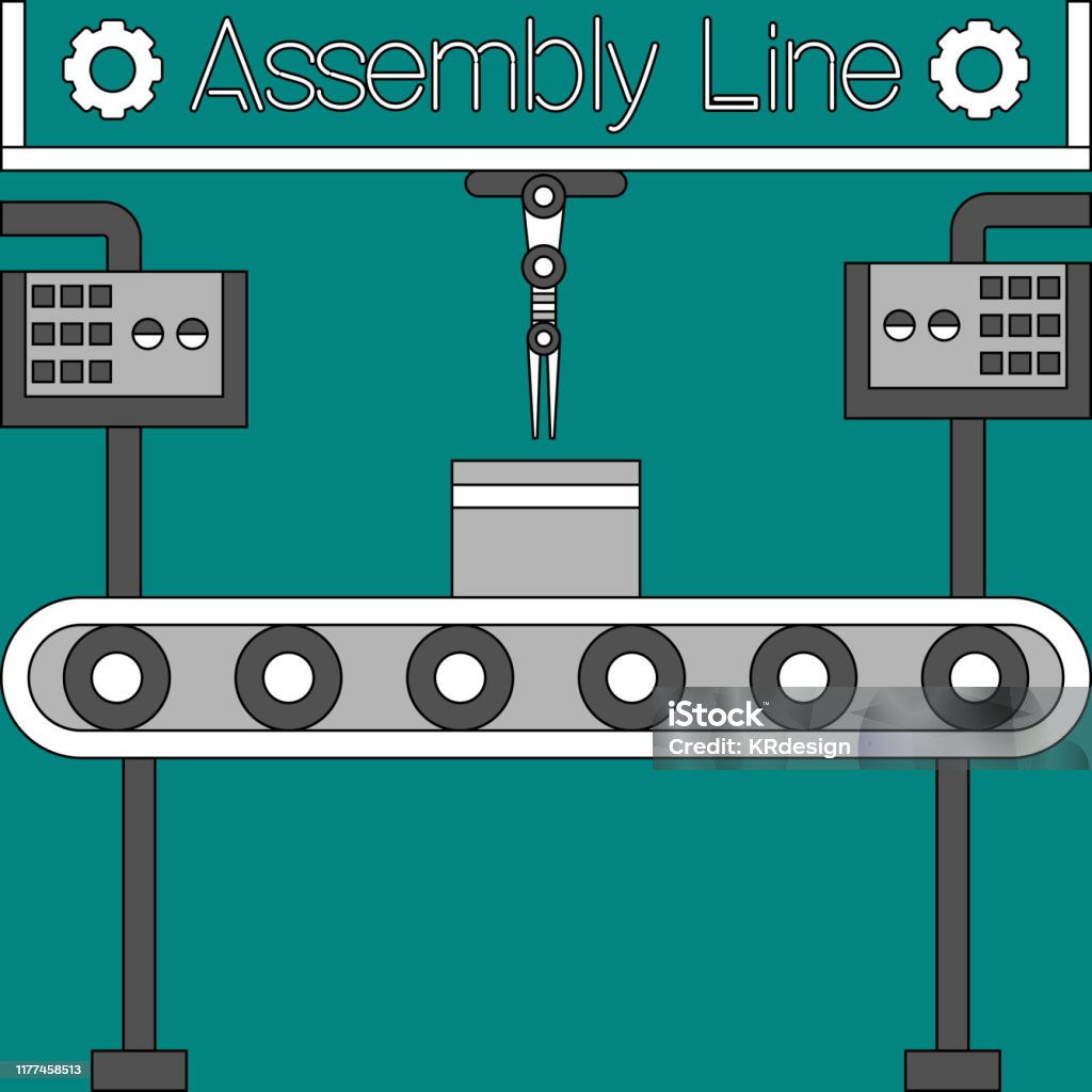 Assembly Line Simple Sign Assembly Line Poster Stock Illustration - Download Image Now ...