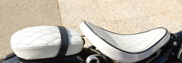 istock Motorcyle Seat White Vinyl Leather 1177461440