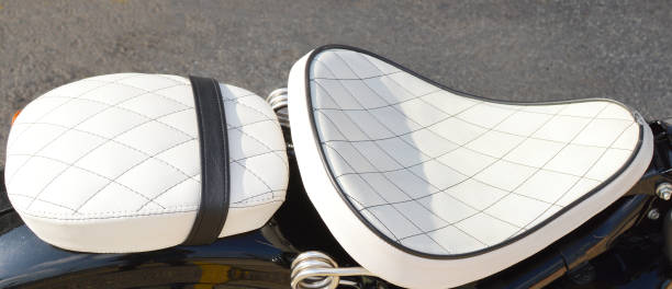 istock Motorcyle Seat White Vinyl Leather 1177461448
