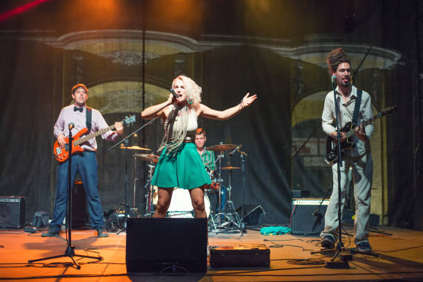 istock Rock group playing on the concert 1177462579