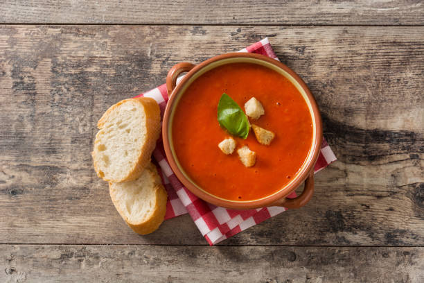 istock Tomato soup in brown bowl 1177464167