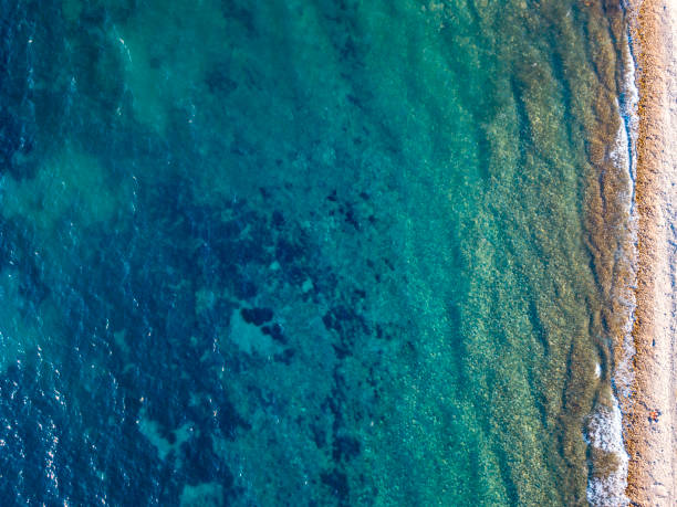 istock Aerial view of a seabed seen from above, sunset time 1177466231