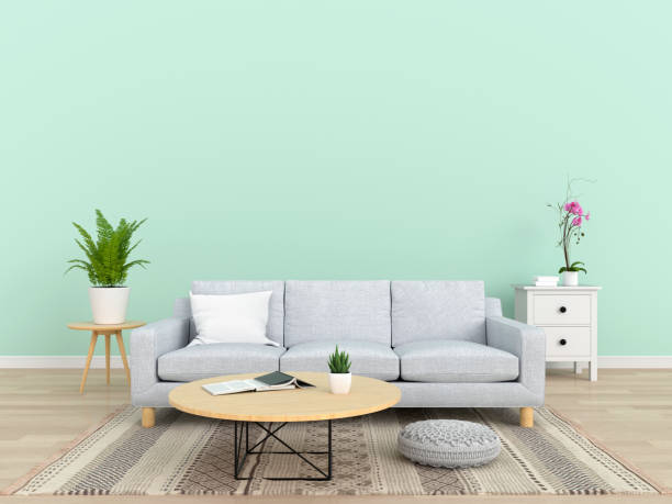 istock Gray sofa in living room for mockup, 3D rendering 1177467429