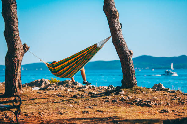 istock Relaxation by the sea in a hammock 1177467852