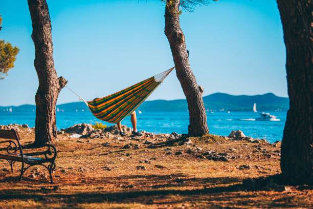 istock Relaxation by the sea in a hammock 1177467853