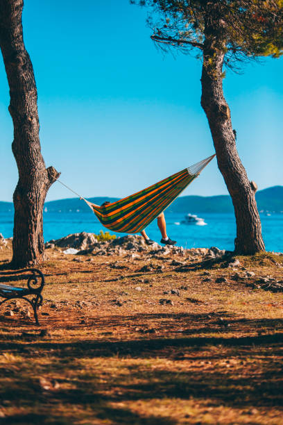 istock Relaxation by the sea in a hammock 1177467857