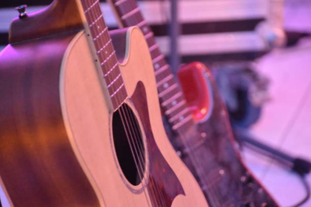 istock Empty concert stage on music festival, instruments 1177468437