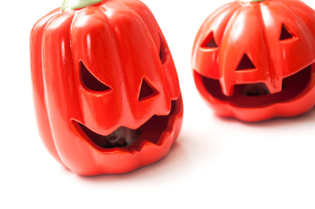 istock decorative pumpkins for halloween on white background 1177471846