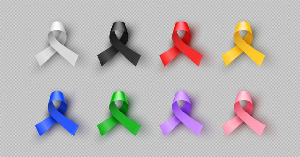 красочные 3d рака осведомленности ленты изолированный набор - ribbon isolated aids red stock illustrations