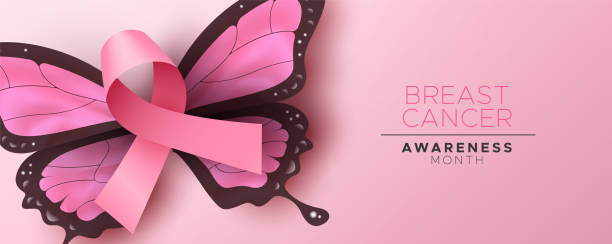 illustrazioni stock, clip art, cartoni animati e icone di tendenza di nastro ala farfalla rosa consapevolezza cancro al seno - backgrounds pink femininity ribbon