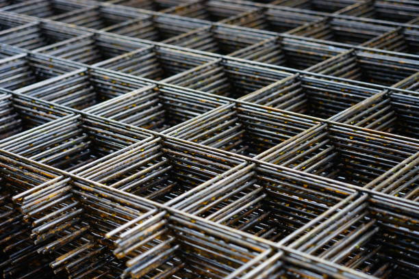 Wire mesh in construction site Thailand, Abstract, Alloy, Aluminum, Architecture grill rods stock pictures, royalty-free photos & images