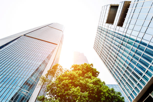 istock Low angle view of the modern office building 1177478128