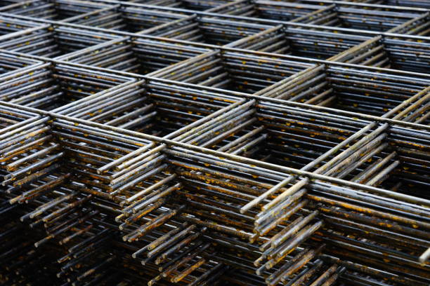 Wire mesh in construction site Thailand, Abstract, Alloy, Aluminum, Architecture grill rods stock pictures, royalty-free photos & images