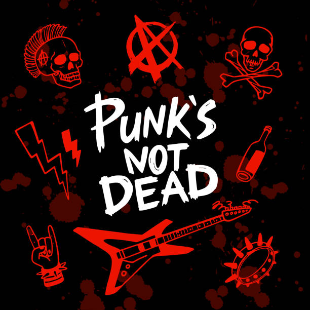Punk rock set. Punks not dead words and design elements. vector illustration. Punk rock set. Punks not dead words and design elements. vector illustration punk rock stock illustrations