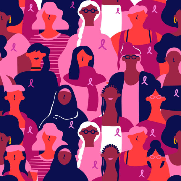 illustrazioni stock, clip art, cartoni animati e icone di tendenza di consapevolezza del cancro al seno diversi modello di sfondo - backgrounds pink femininity ribbon