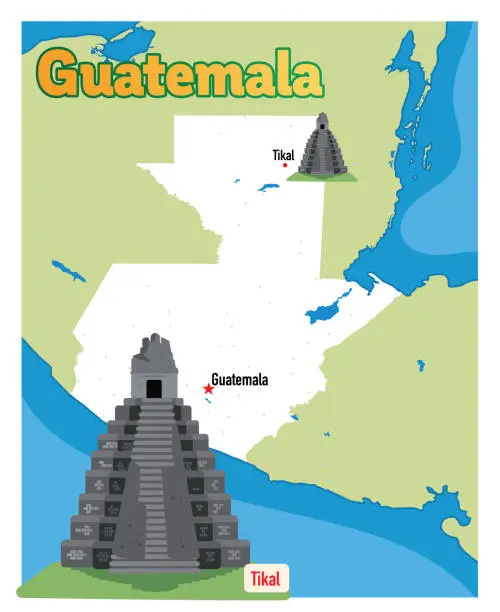 Vector illustration of Cartoon map of Guatemala