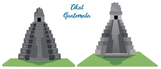 Vector illustration of Tikal, Guatemala