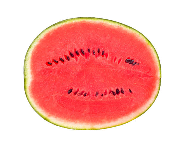 sliced watermelon half stock photo