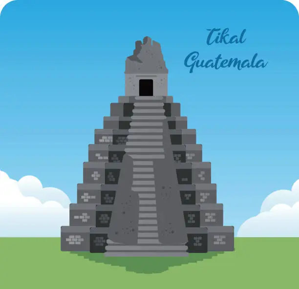 Vector illustration of Tikal, Guatemala