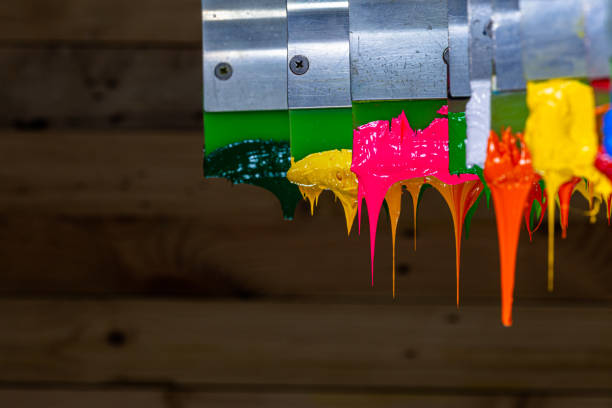 istock focus at pink color are dripping from handle printer 1177481929