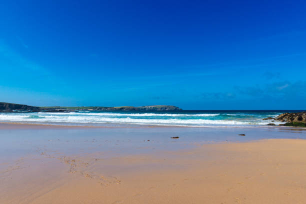 istock Deserted beach at Trevone Bay on the north Cornwall coast 1177484231