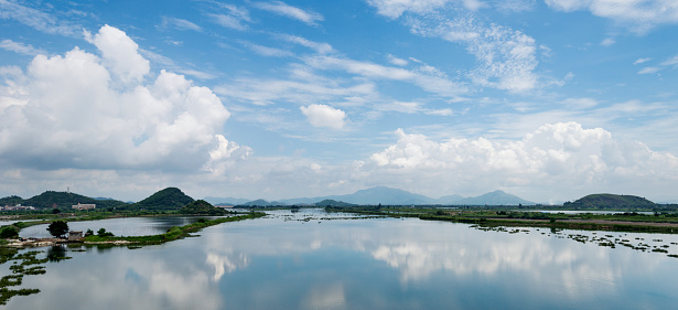 Cloud sky reflected on the lake.