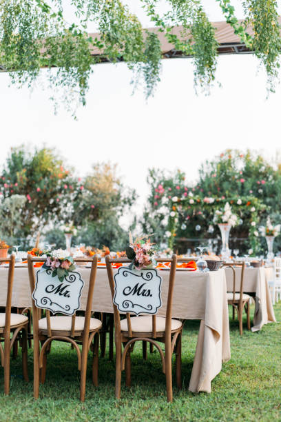 istock Bride and Groom Chair at Wedding Reception 1177485722